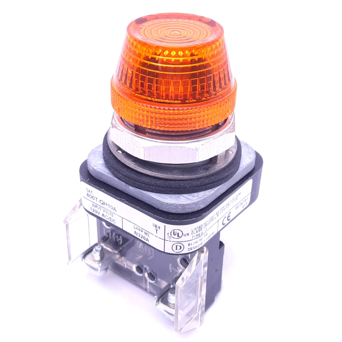 New – Open box Allen Bradley 800T-QH10A Amber Indicator Pilot Light, ø30mm, 120V AC/DC