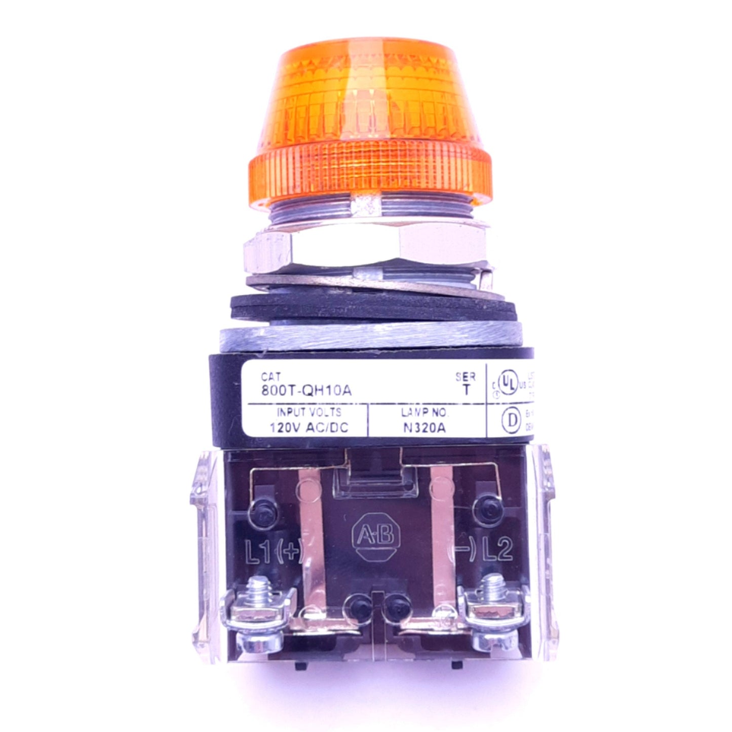 New – Open box Allen Bradley 800T-QH10A Amber Indicator Pilot Light, ø30mm, 120V AC/DC