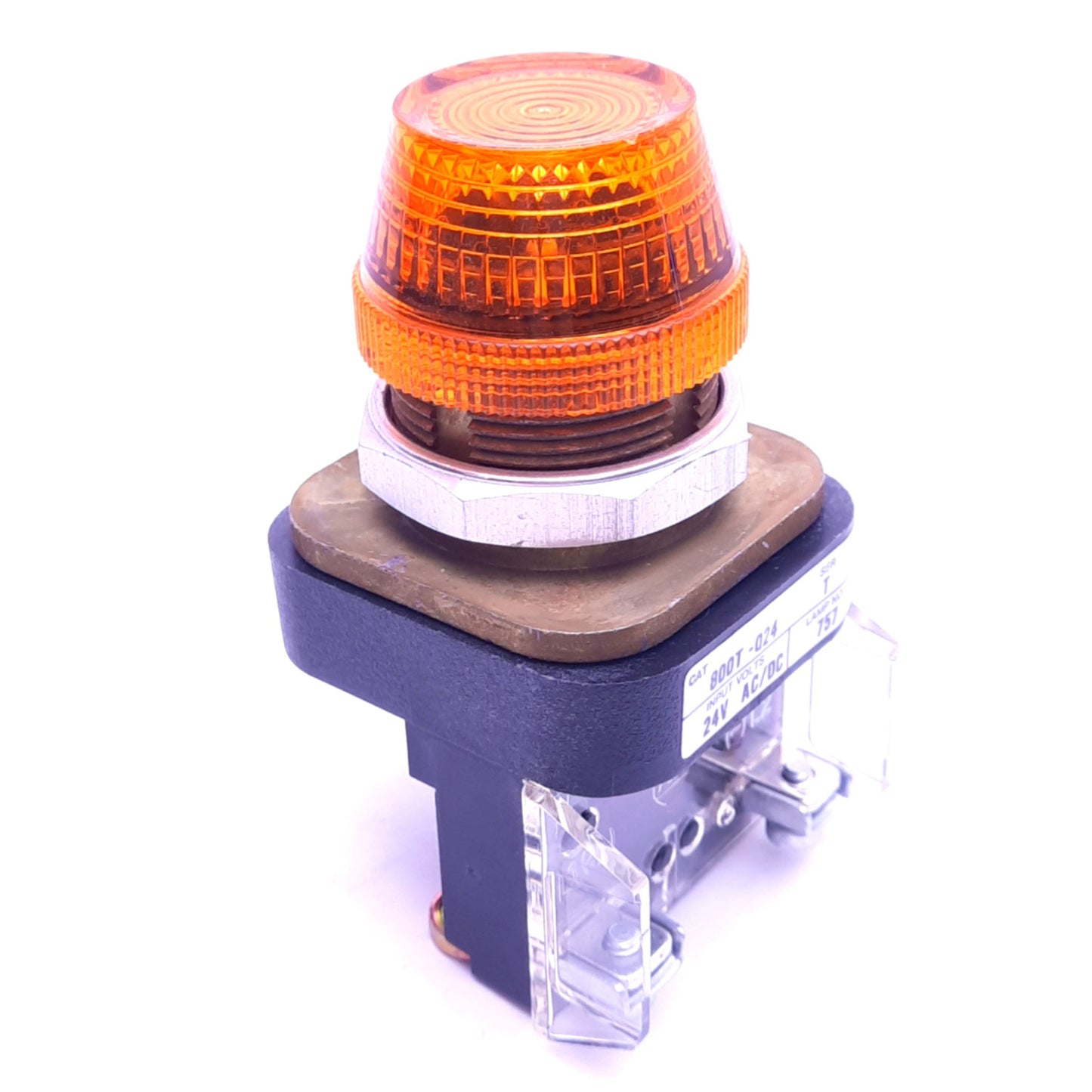 Used Allen Bradley 800T-Q24A Amber Indicator Pilot Light, ø30mm, 24VAC/DC, *No Bulb