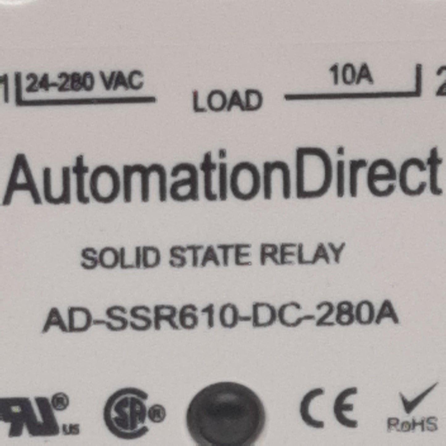 Used Lot of 2 AutomationDirect AD-SSR610-DC-280A Relay, 3-32VDC In 24-280VAC 10A Out
