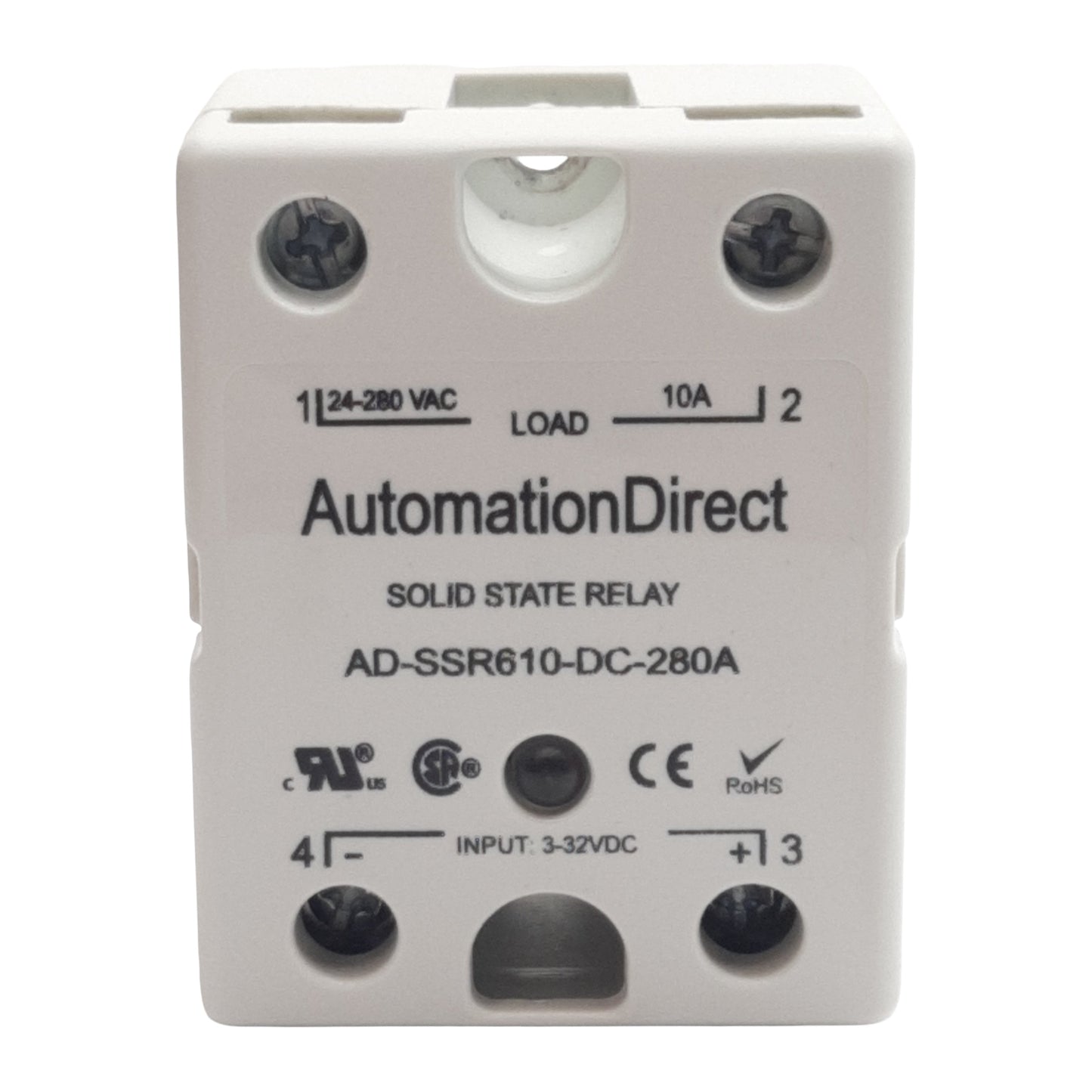 Used Lot of 2 AutomationDirect AD-SSR610-DC-280A Relay, 3-32VDC In 24-280VAC 10A Out
