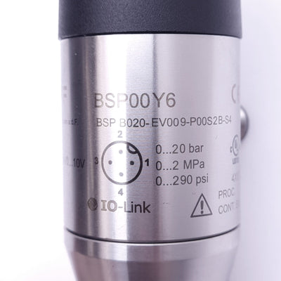 Used Balluff BSP00Y6 Pneumatic Pressure Sensor w/ Display, 0-20bar, 18-30VDC, 4-20mA