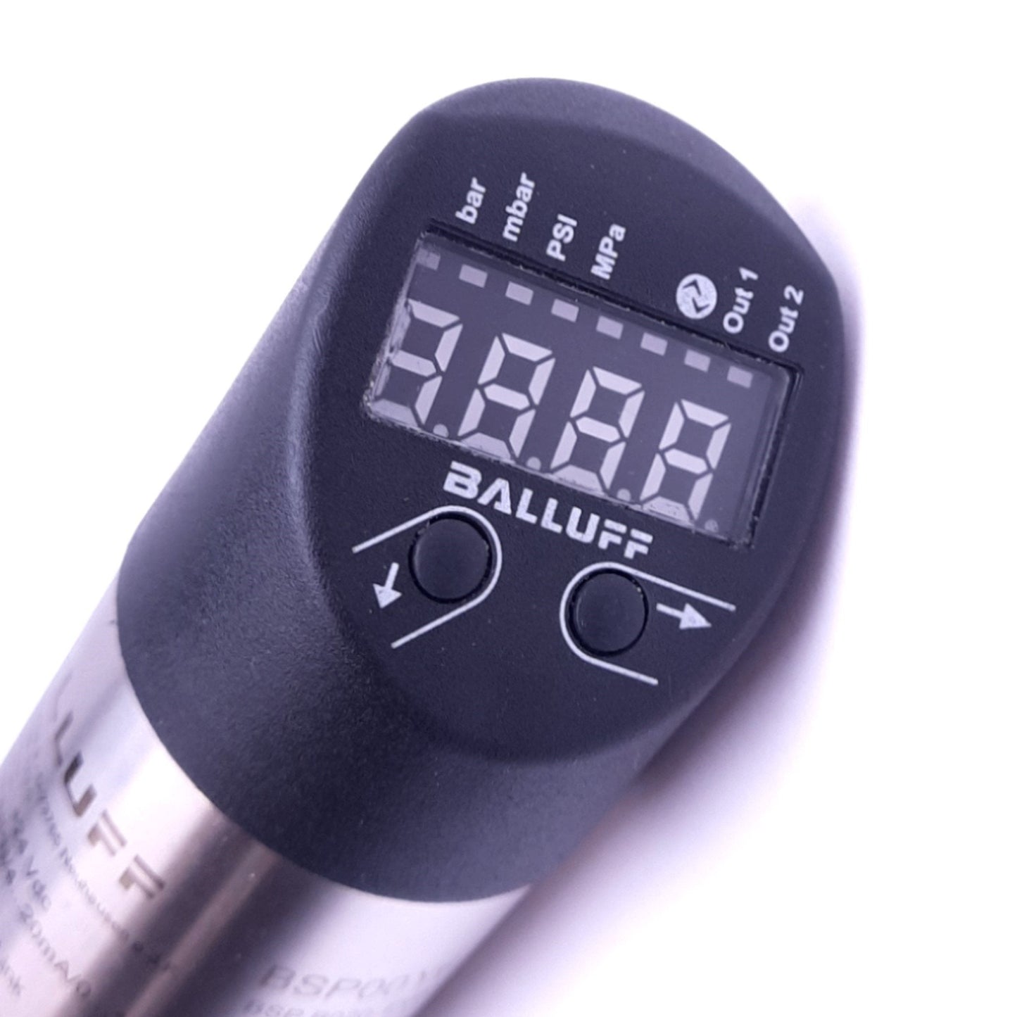 Used Balluff BSP00Y6 Pneumatic Pressure Sensor w/ Display, 0-20bar, 18-30VDC, 4-20mA