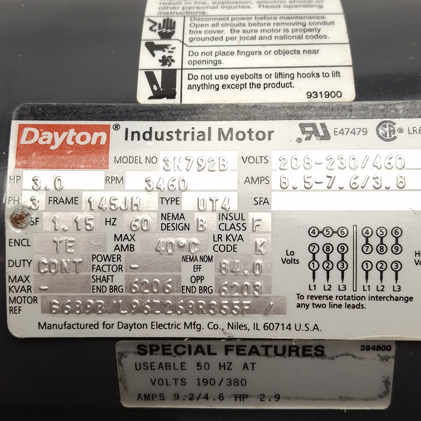 Used SERFILCO H2x1-1/2CE3V(M3xM1) Horizontal Pump, 140GPM, 3HP, 3Ø 208-230/460VAC
