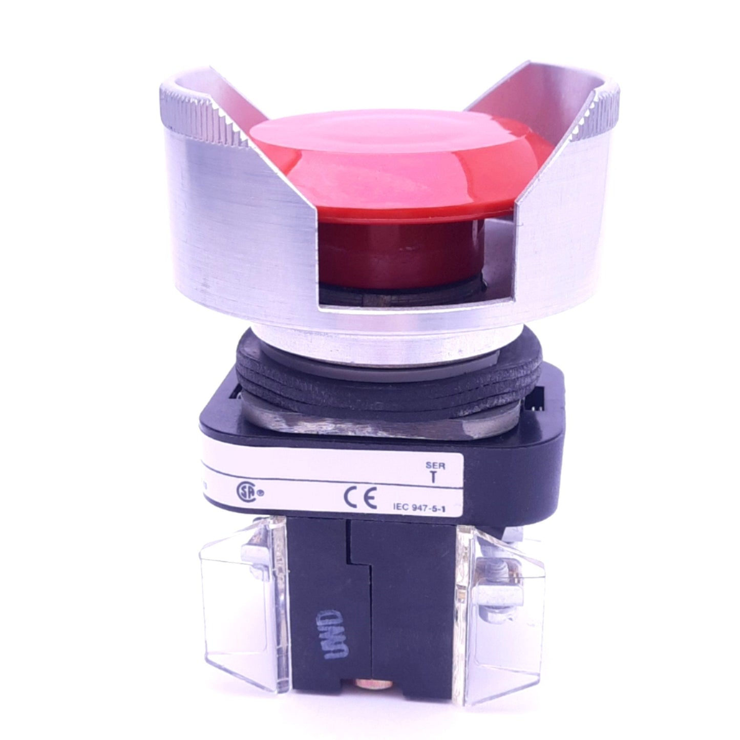 Used Allen Bradley 800T-FXA5 Push/Pull E-Stop Switch w/ Guard, ø30mm, 2NCLB, 600V 10A