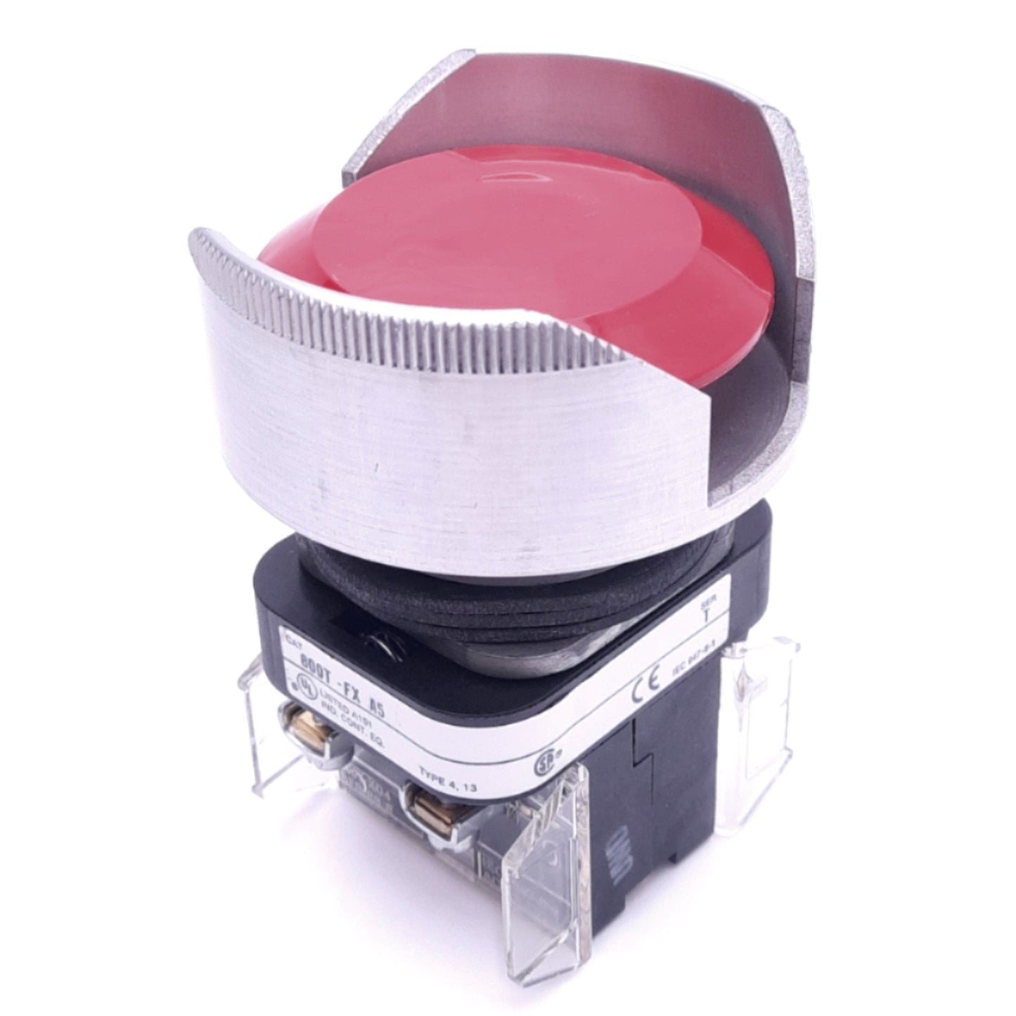 Used Allen Bradley 800T-FXA5 Push/Pull E-Stop Switch w/ Guard, ø30mm, 2NCLB, 600V 10A