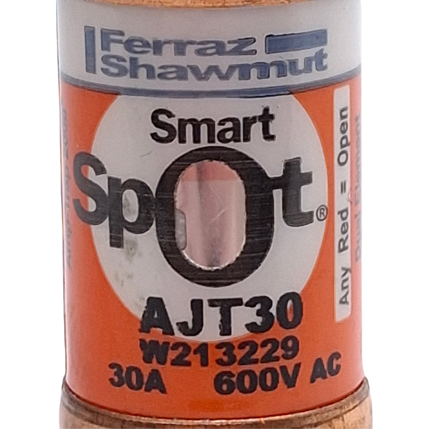 Used Lot of 3 Ferraz Shawmut AJT30 Smart Spot Time Delay Fuse, Class J, 30A 600VAC