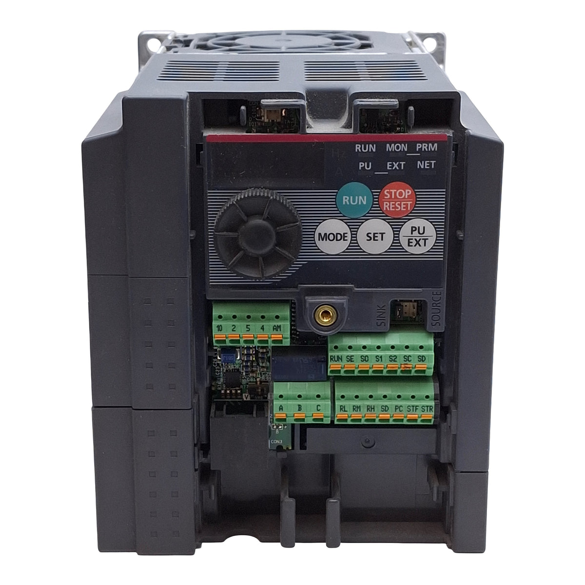 Used Mitsubishi FR-D720S-070-NA VFD, 1Ø 200-240VAC In, 3Ø 200-240VAC 1.5kW Out, 400Hz