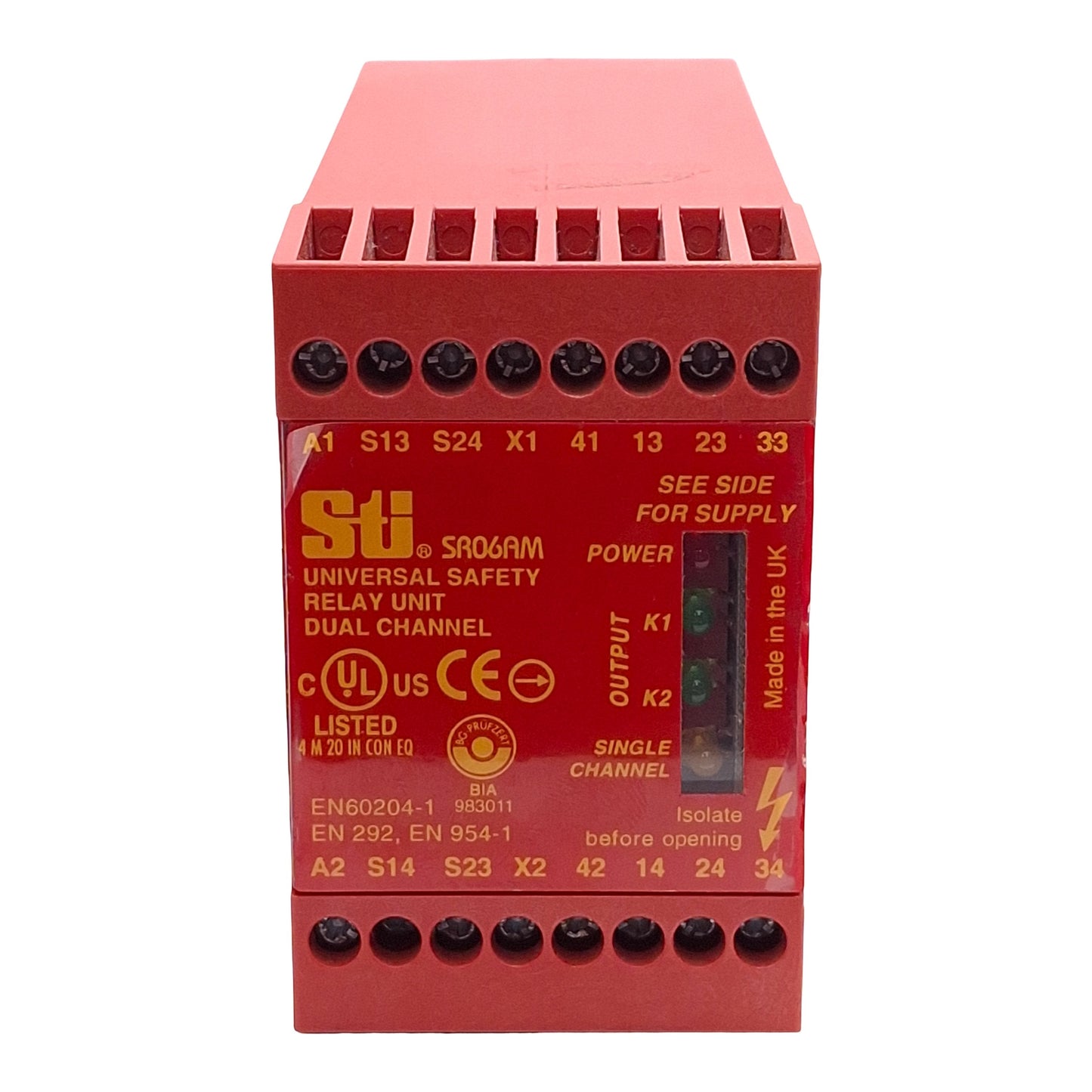 Used Omron 44510-0330 Sti SR06AM Safety Monitoring Relay, 3NO+1NC Aux, 24VAC/DC