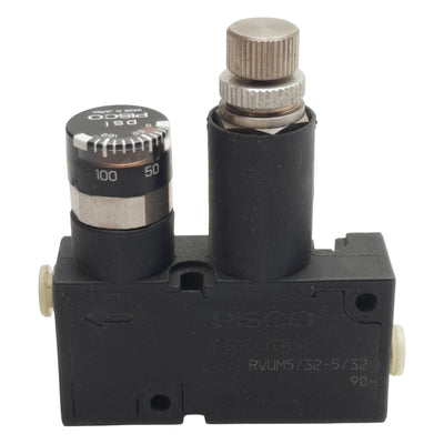 Used Pisco RVUM5/32-5/32 Pressure Control Valve Gauge Union, 0-130psi, ø5/32 Tube, M5
