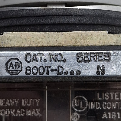 Used Allen Bradley 800T-D1A1 Green Momentary Mushroom Head Pushbutton 1NC+1NO 600VAC