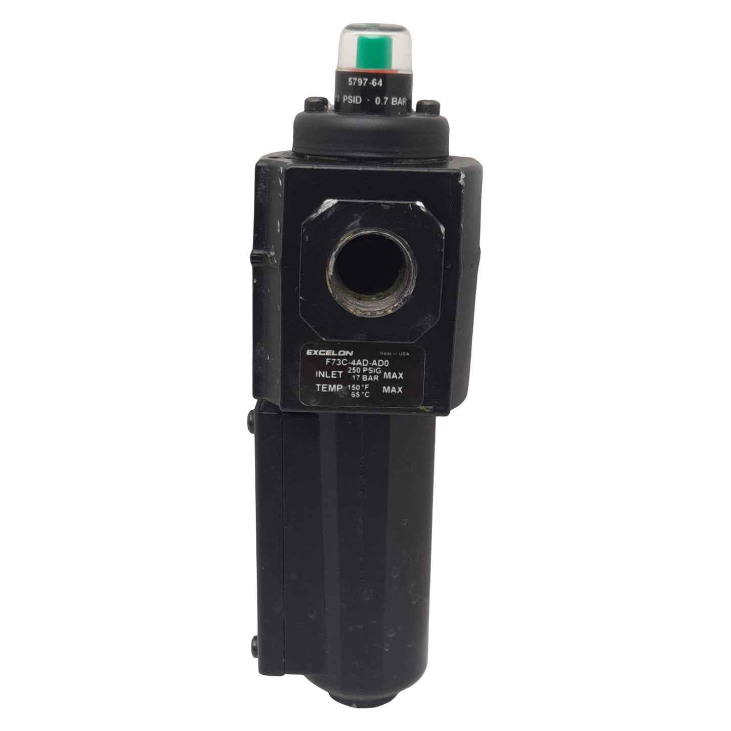Used Norgren F73C-4AD-AD0 Pneumatic Coalescing Filter, 0.01µm, 21.2Scfm, 250psi, 1/2"