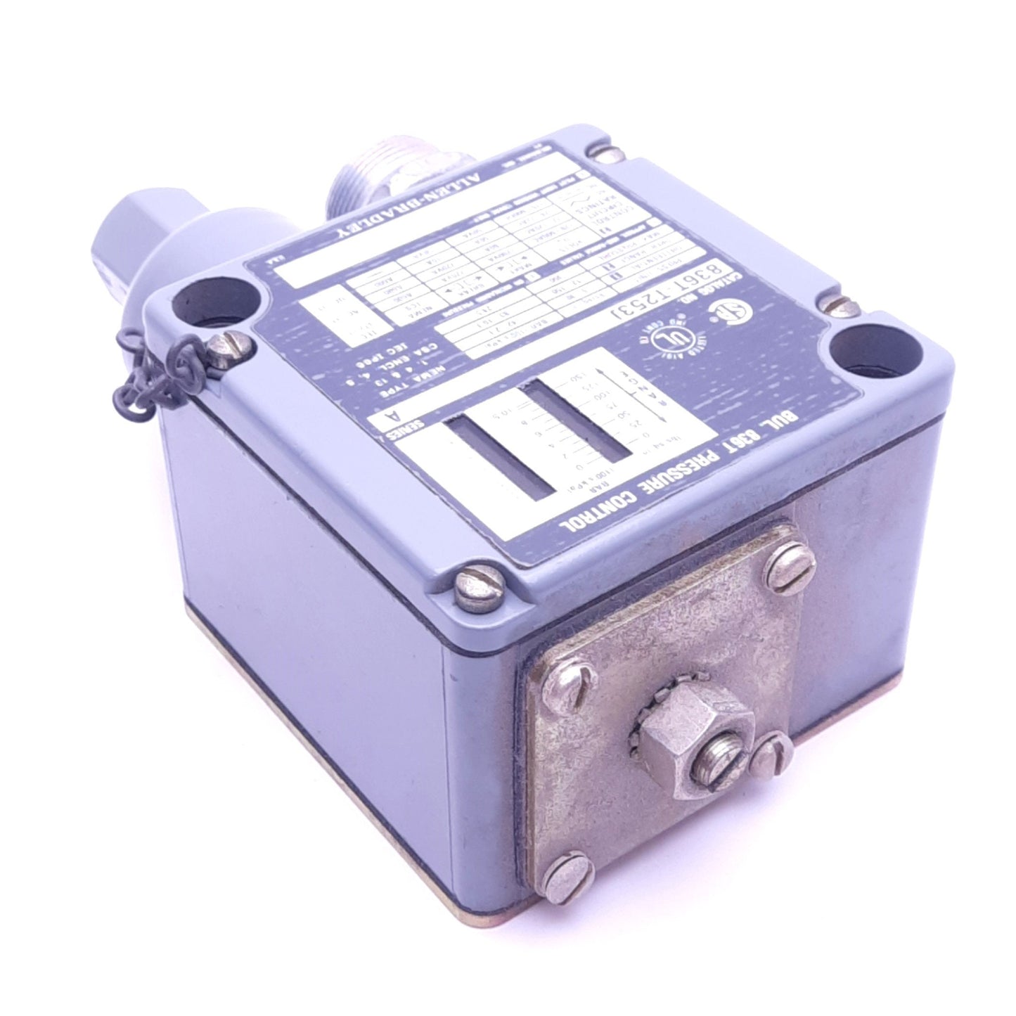 Used Allen Bradley 836T-T253J Pressure Control Switch, 12-150psi Set, 350psi Max