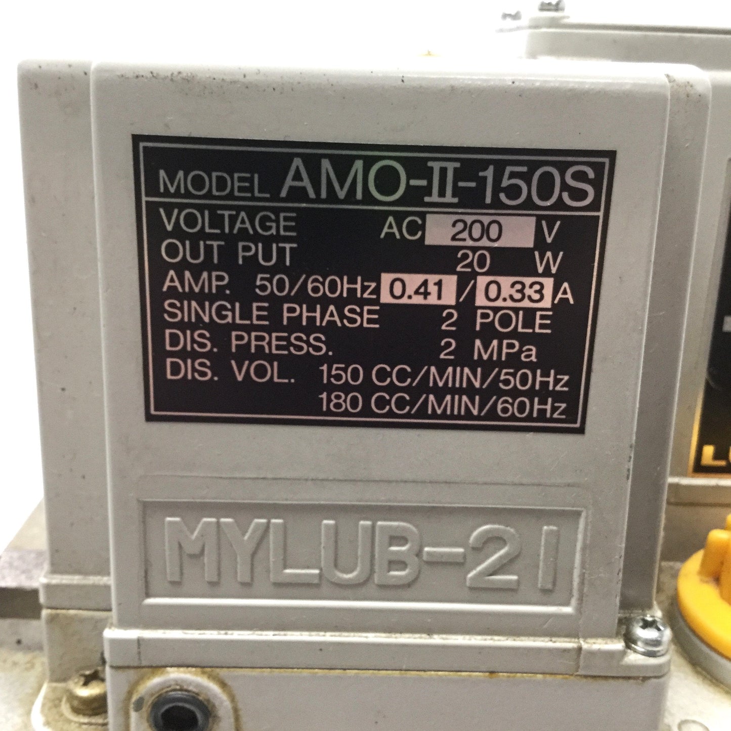 Used MYLUB-21 AMO-II-150S Automatic Machine Way Oil Lubrication 3L Pump System 200VAC