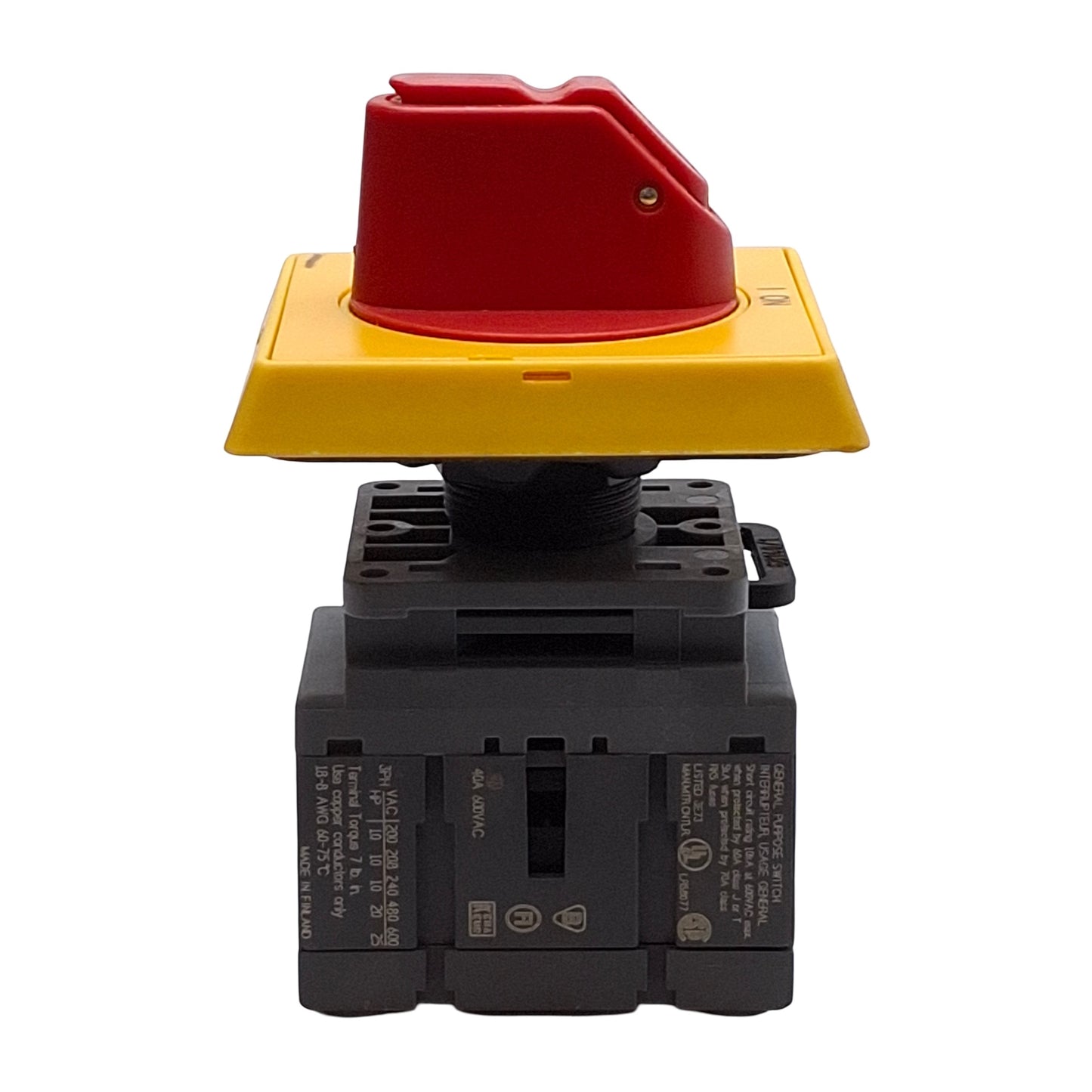 Used ABB OT32ET3 Rotary Disconnect Switch, 3-Pole, 40A 600VAC 25HP, Panel Mount