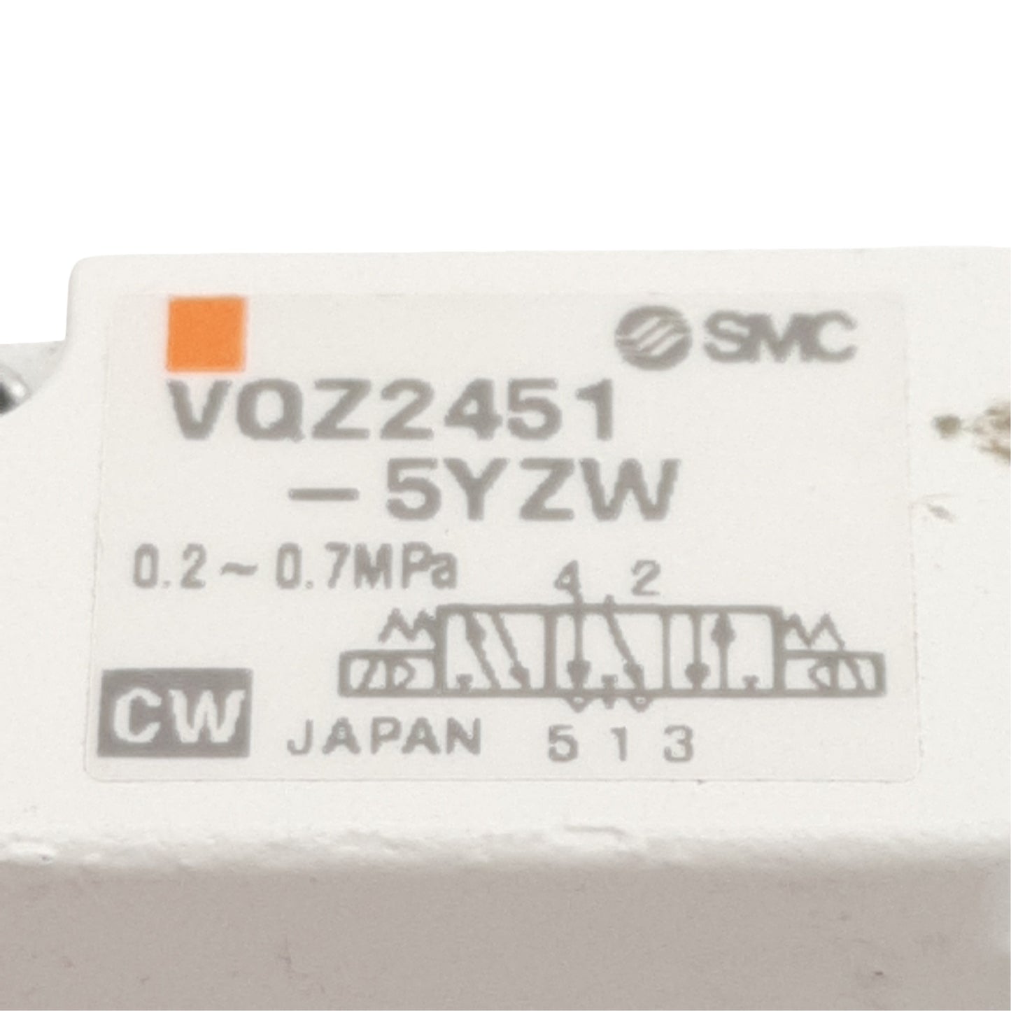 Used SMC VQZ2451-5YZW Pneumatic Valve, 3-Position 5-Port, 0.2-0.7MPa, 24VDC Coil