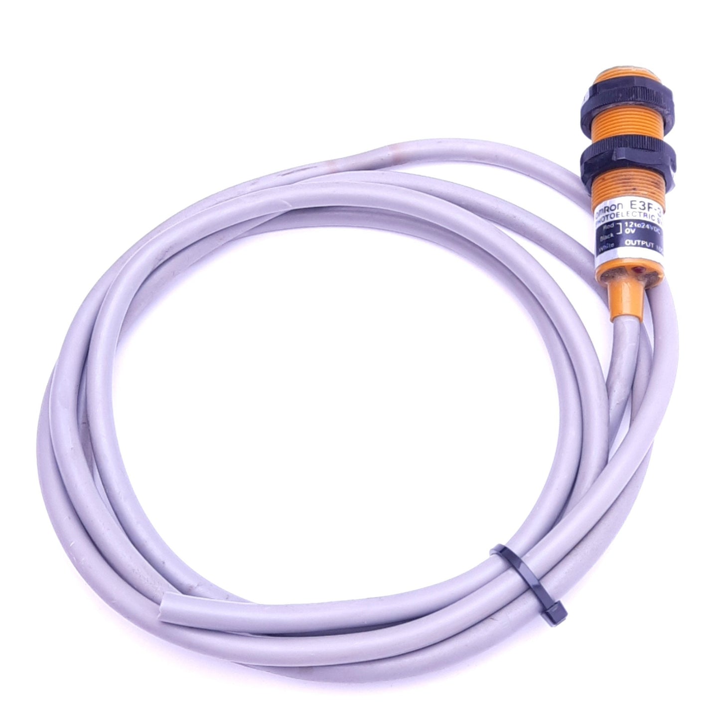 Used Omron E3F-3DC4 Photoelectric Switch Cable, 3-Wire, 12-24VDC, 100mA Out Max, 6ft