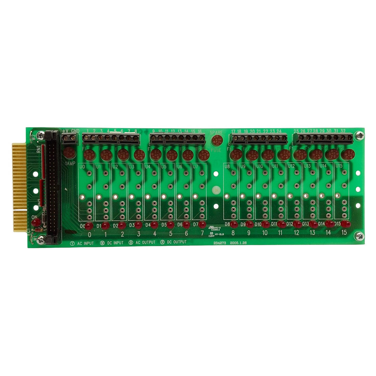 Used WRC 1781-A16H Discrete I/O Relay Mounting Board 16-Channel Slim/Mini, 50-Pin IDC