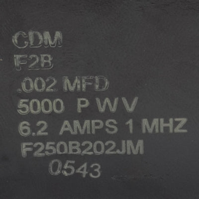 Used CDM F250B202JM High-Voltage Mica Capacitor, 5000V Max, 6.2A at 1MHz, 0.002µF