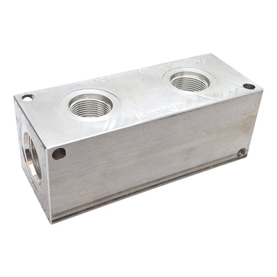 Used Daman AH0000216S Header Block, 2-Station, 3000PSI, 1-1/4in & 1in SAE Ports