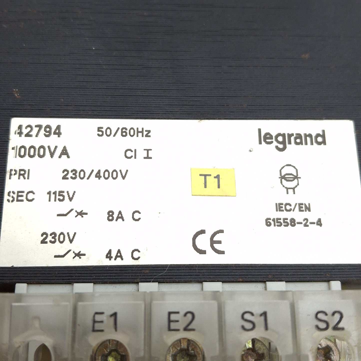 Used Legrand 42794 Transformer, 1000VA, 230/400VAC Primary, 115/230VAC Secondary
