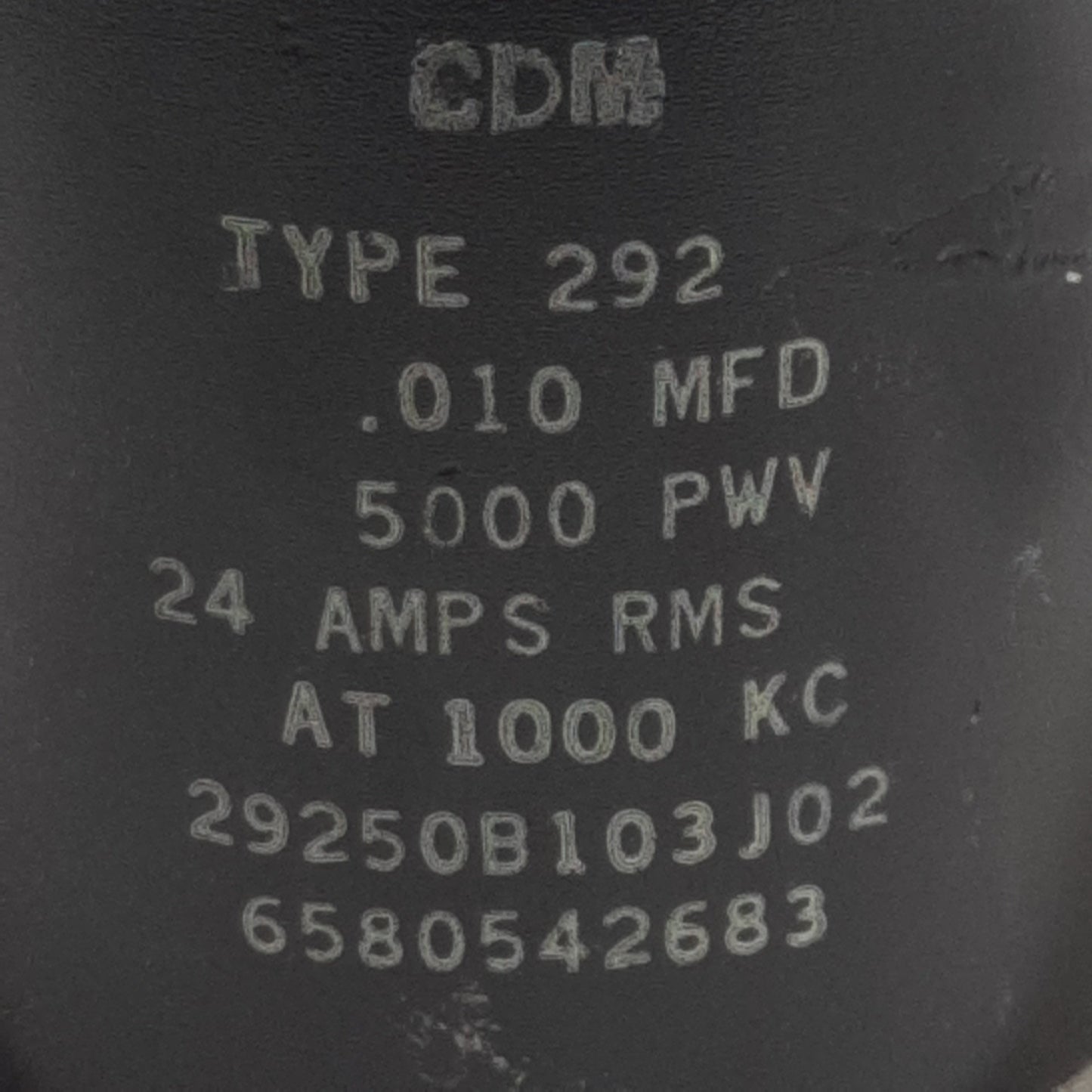 Used CDM 29250B103J02 High-Voltage Mica Capacitor, 0.010µF, 5000V Max, 24A at 1000kHz
