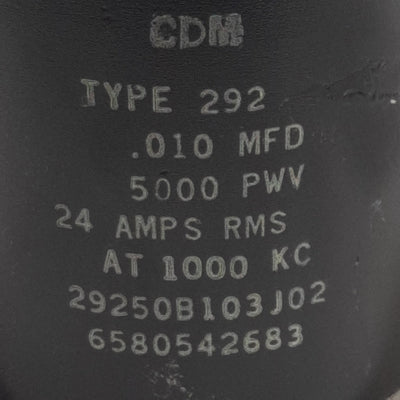 Used CDM 29250B103J02 High-Voltage Mica Capacitor, 0.010µF, 5000V Max, 24A at 1000kHz
