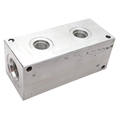 Used Daman AH0000208S Header Block, 2-Station, 3000PSI, 3/4in & 1/2in SAE Ports
