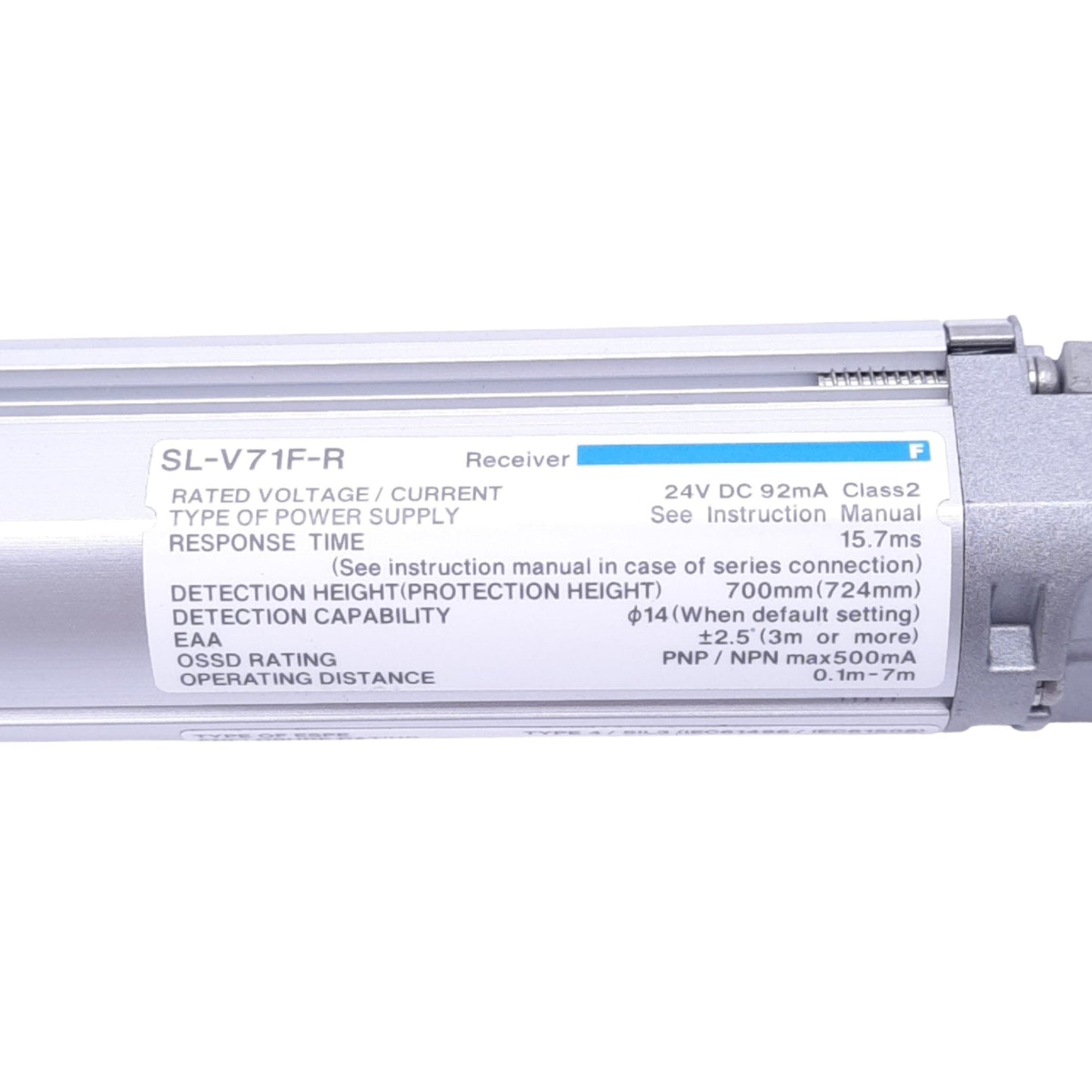 Used Keyence SL-V71F-R Safety Light Curtain Receiver, 71-Axis, 710mm Length, 7m Range
