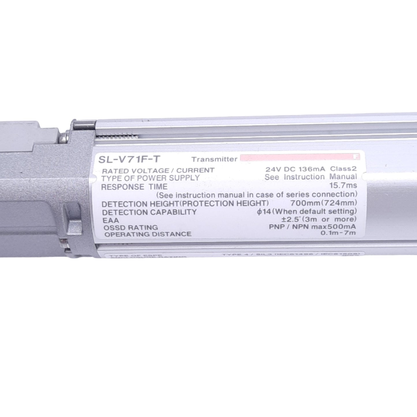 Used Keyence SL-V71F-T Safety Light Curtain Transmitter, 71-Axis 710mm Length, 7m Max