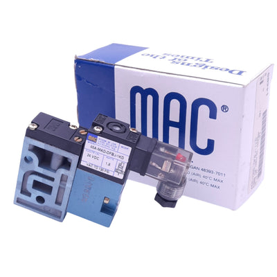 New MAC 45A-MAD-DFBJ-1KD Solenoid Valve, 4/2-Way, 120psi, 1/8in NPT, 24VDC Coil