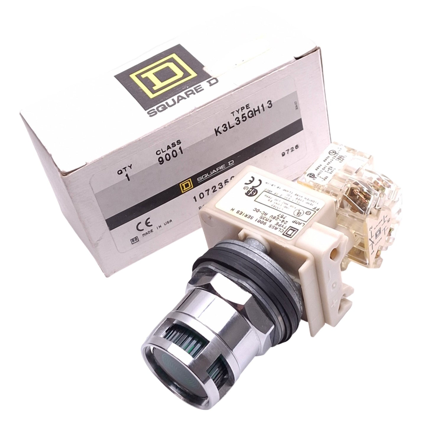 New Square D K3L35GH13 Green Illuminated Push Button, ø30mm, 1NO 1NC, 24V AC/DC Lamp