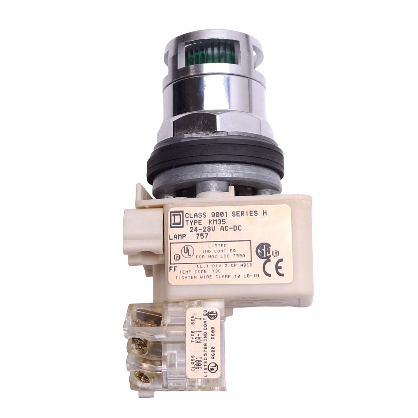 New Square D K3L35GH13 Green Illuminated Push Button, ø30mm, 1NO 1NC, 24V AC/DC Lamp