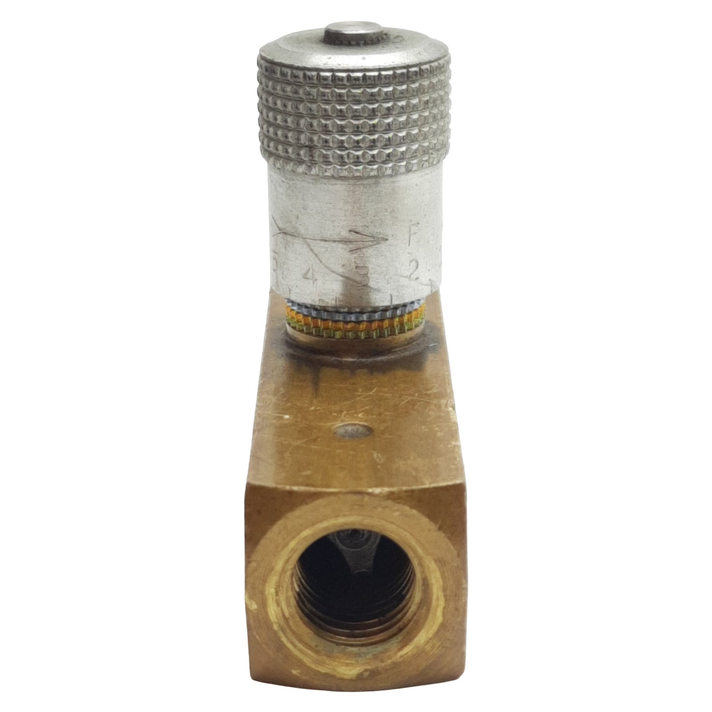Used Parker F400B In-Line Flow Control Valve, 2000psi, 1/4in x 1/4in Female NPT, 5gpm