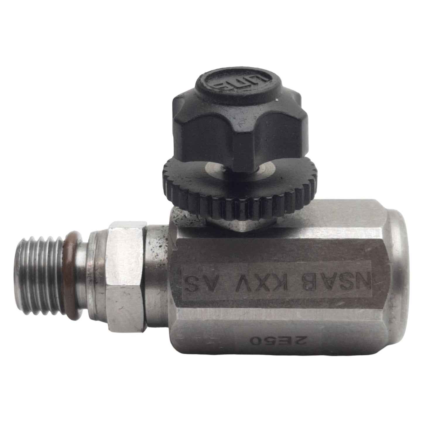 Used Sun Hydraulics NSABKXVAS Gauge Snubber, SAE-4 Male to NPTF 1/4in Female, 6000psi