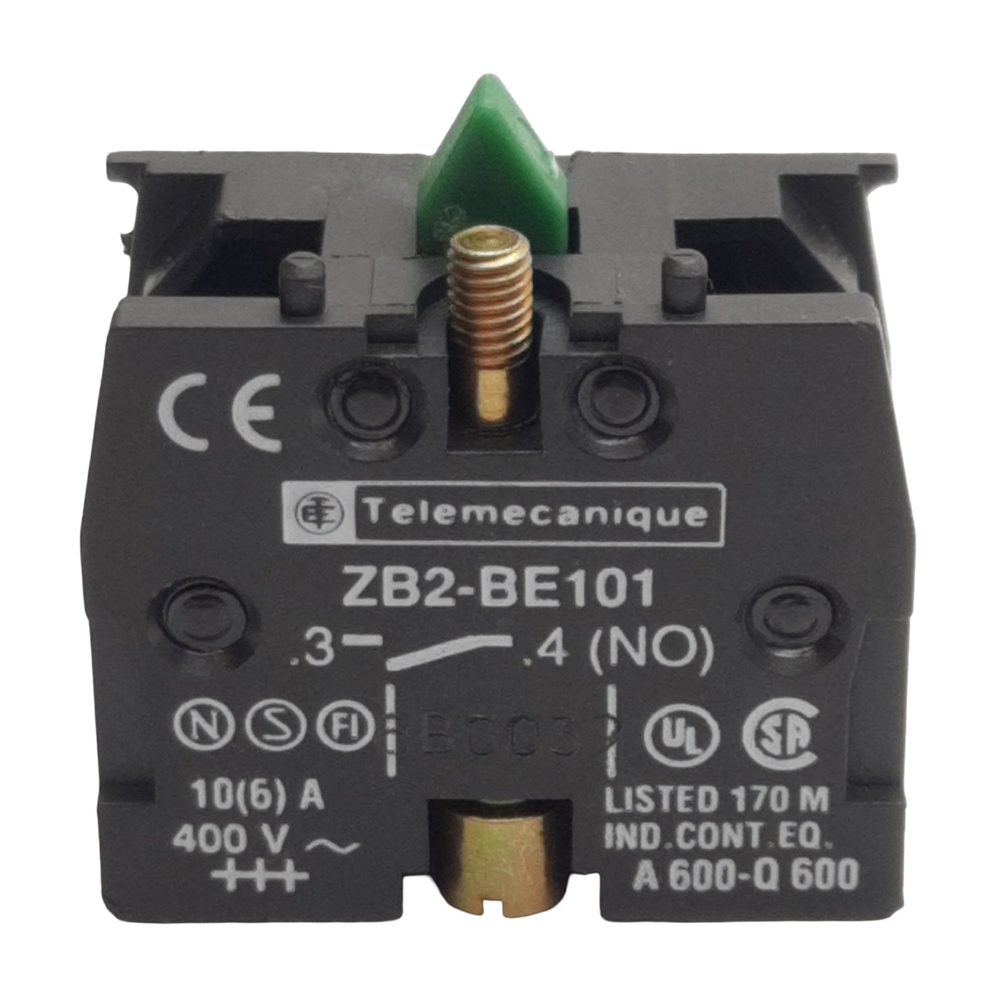 Used Lot of 2 Telemecanique ZB2-BE101 Contact Block, 1N.O., 10A 600VAC, 22mm