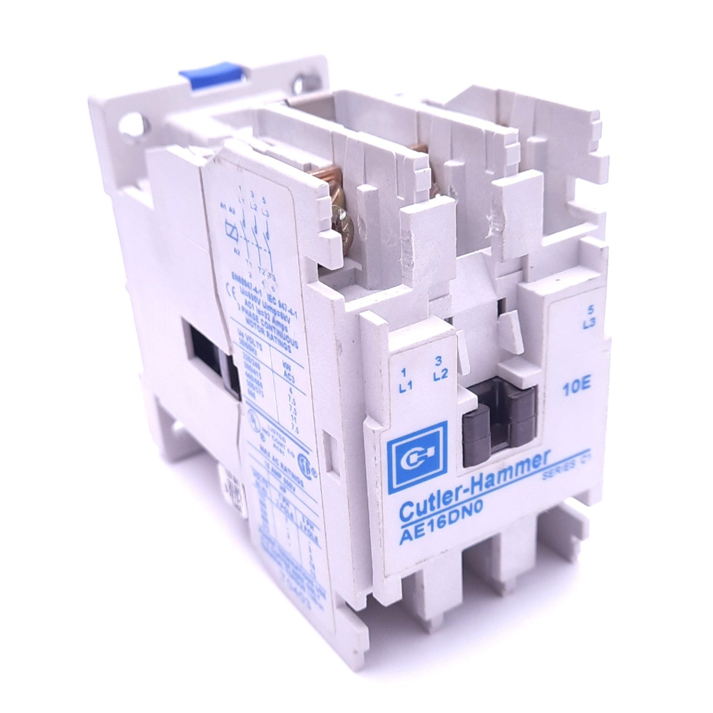 Used Cutler-Hammer AE16DN0 Motor Starter, 3-Pole, 1NO Aux, 660V 18A, 110/120VAC Coil