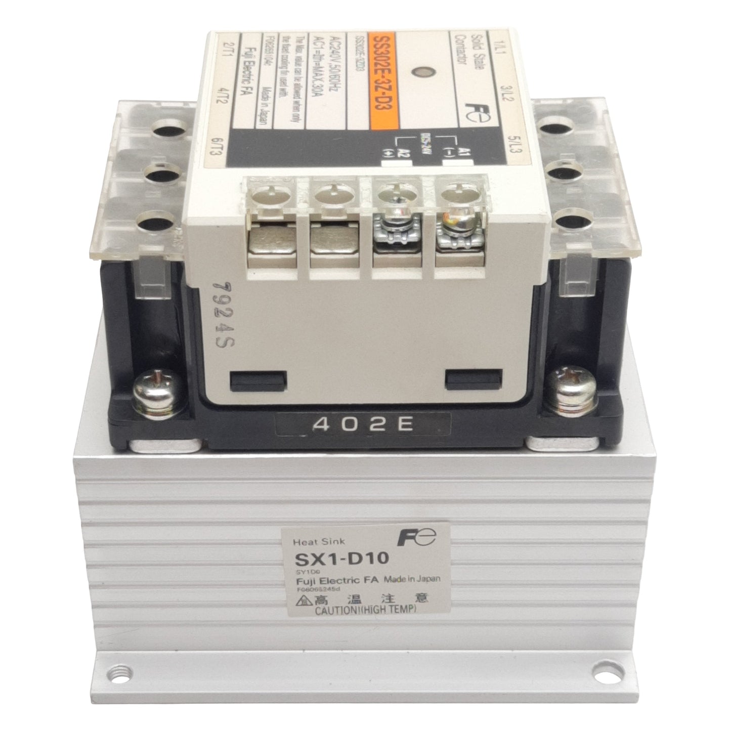 Used Fuji Electric SS302E-3Z-D3\F Solid-State Contactor, 240VAC 30A, 5-24VDC Control