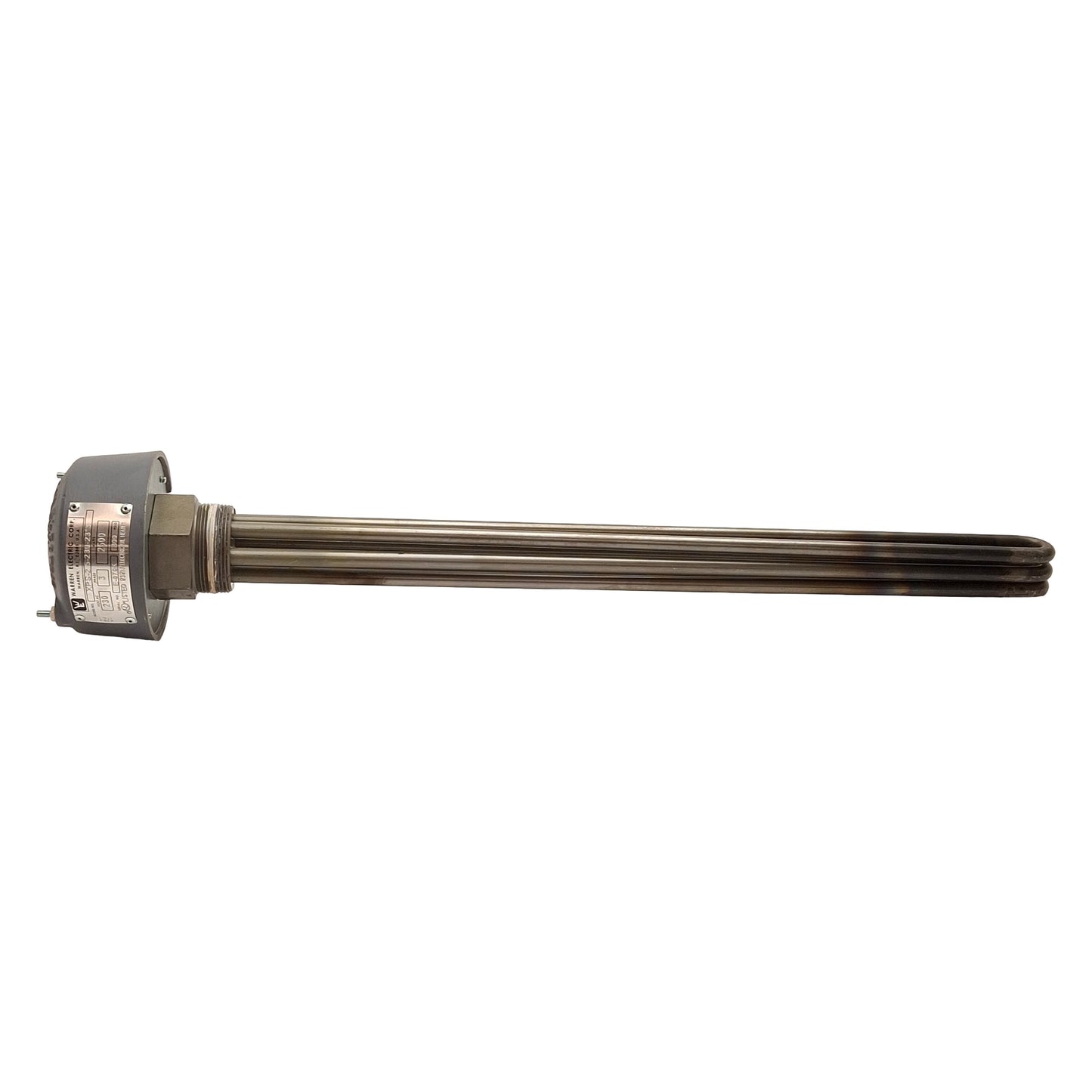 Used Warren Electric XPS-2.5-230-23*3 Screw Plug Immersion Heater, 2.5kW, 3Ø 230VAC