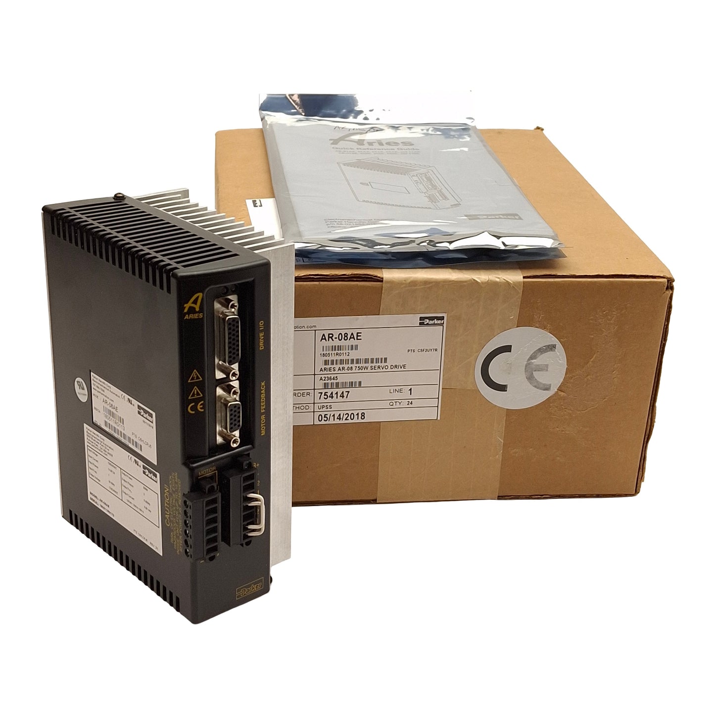 New Parker AR-08AE Aries Single-Axis Servo Drive 120/240VAC In, 170/340VDC Out, 800W
