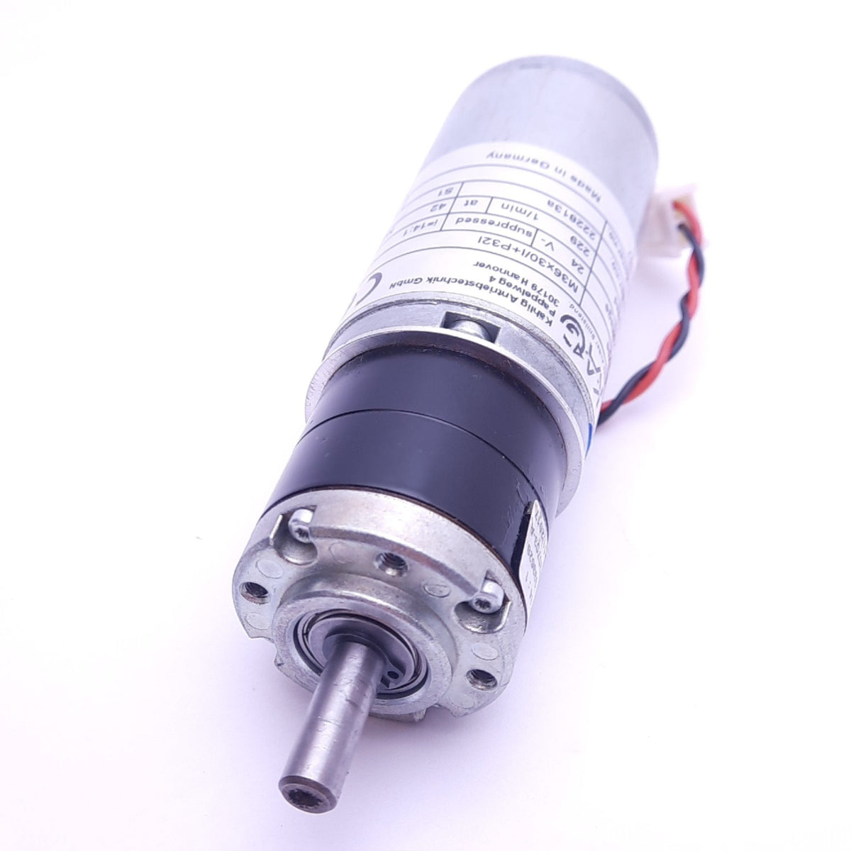 Used KAG M36x30/I+P32I Brushed DC Motor w/ Gear, ø6mm Shaft, 229rpm, 42Ncm, 24VDC