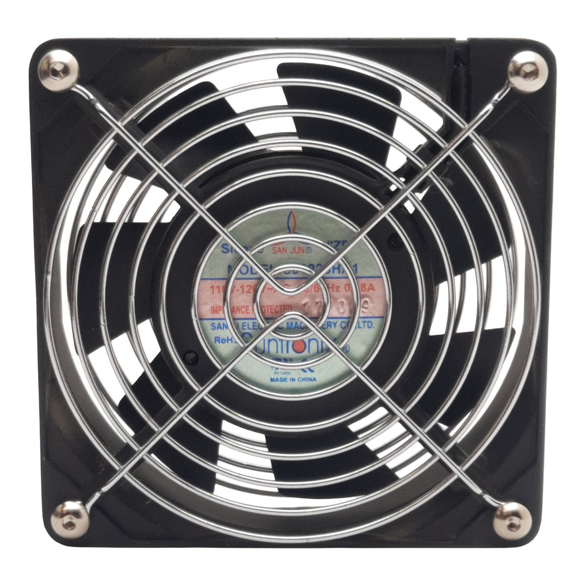 Used Lot of 2 Suntronix SJ1225HA1 Axial Fan, 110-120VAC 0.18A, 76cfm, 2700rpm, 14/16W
