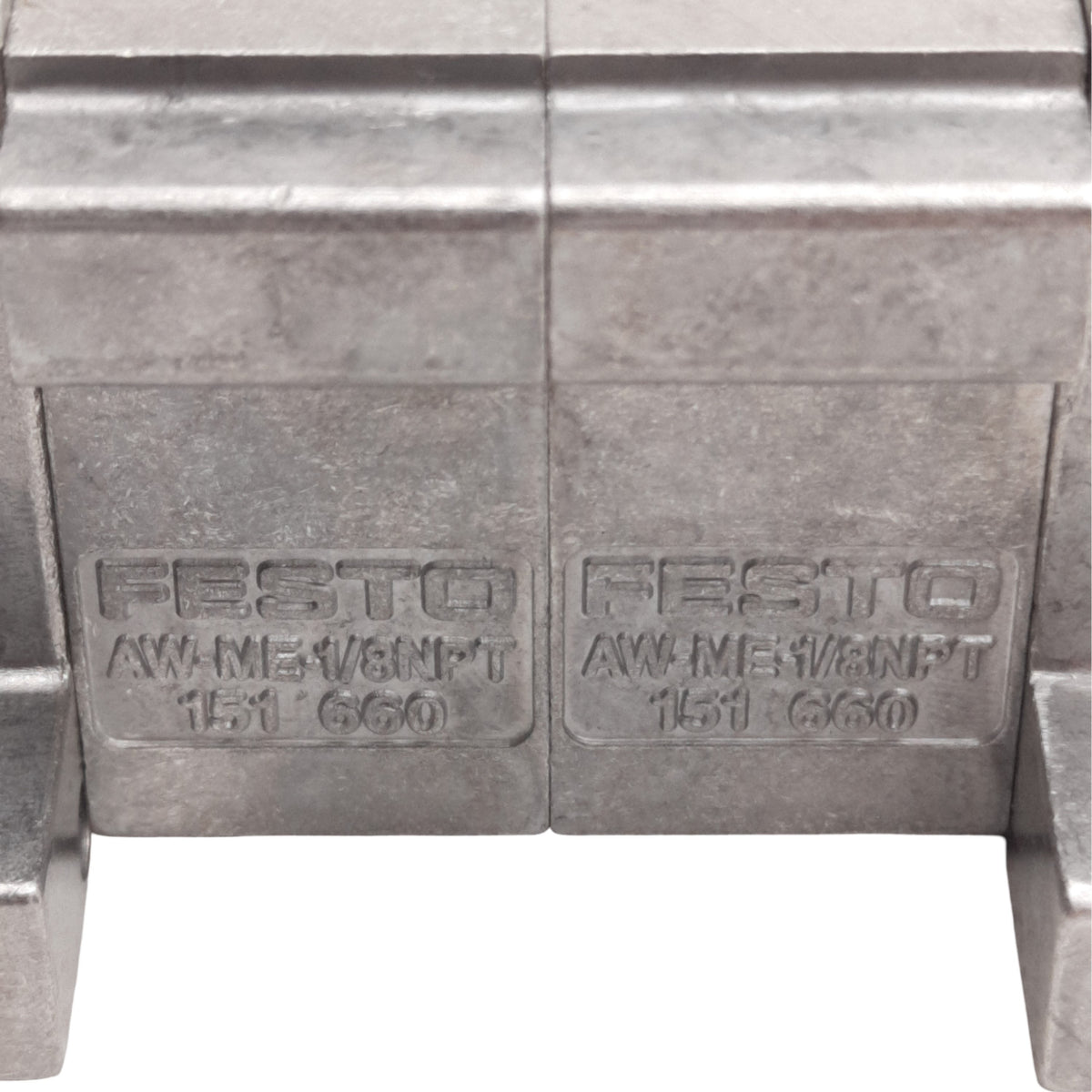 Used Festo AW-ME-1/8NPT Pneumatic Manifold W/ Endplates 1/8 inch NPT Ports 2 Stations
