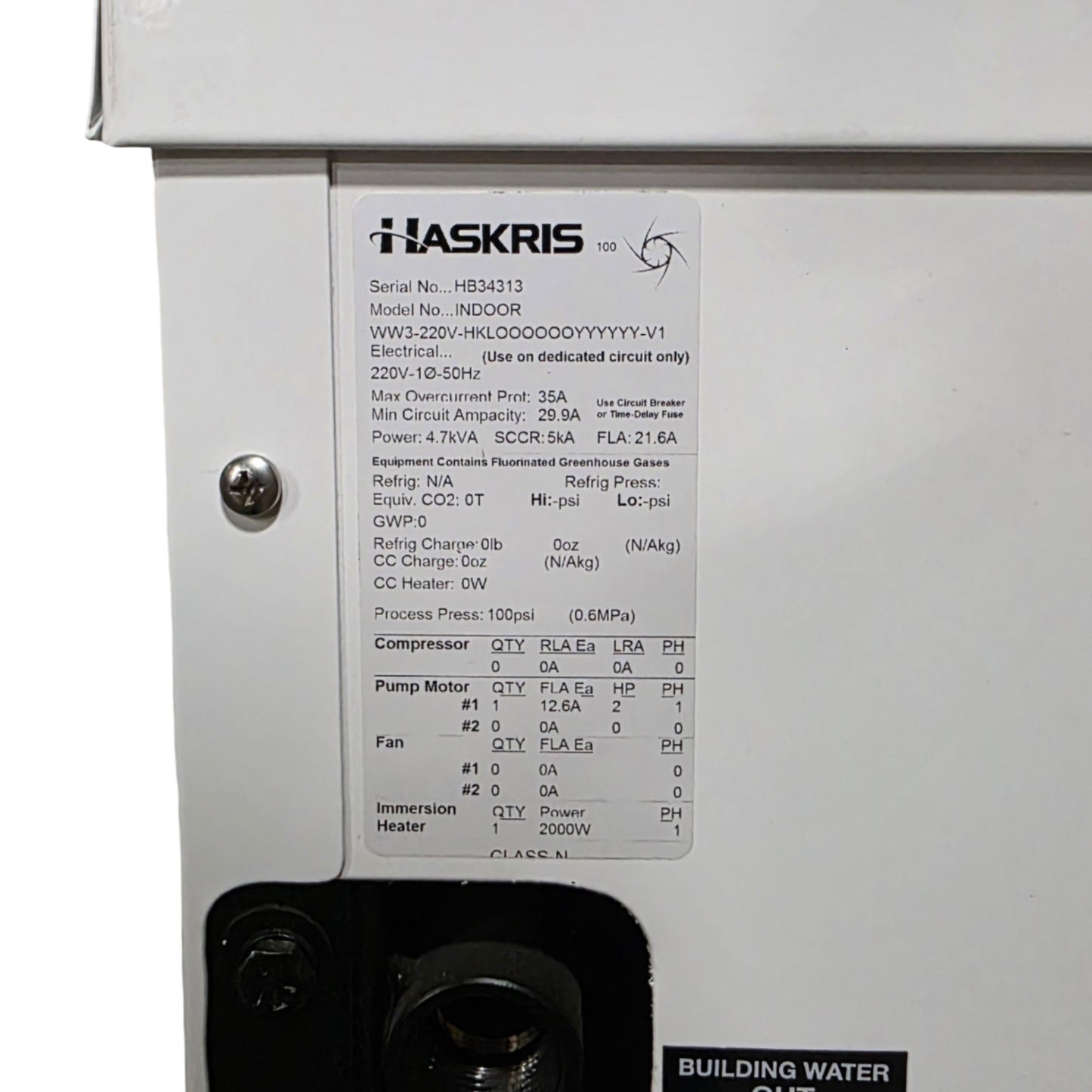 New Haskris WW3 Non Refrigerated Fluid To Fluid Recirculating Heat Exchanger Chiller