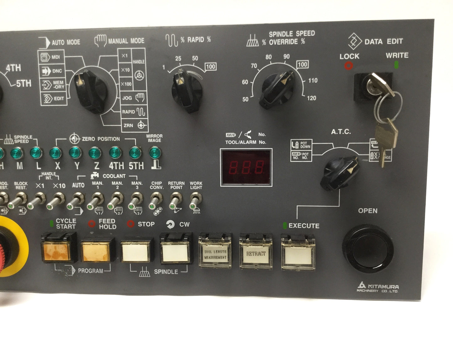 Used Kitamura 3-E97846 Operator Control Panel from Mycenter 1Xi CNC Machining Center