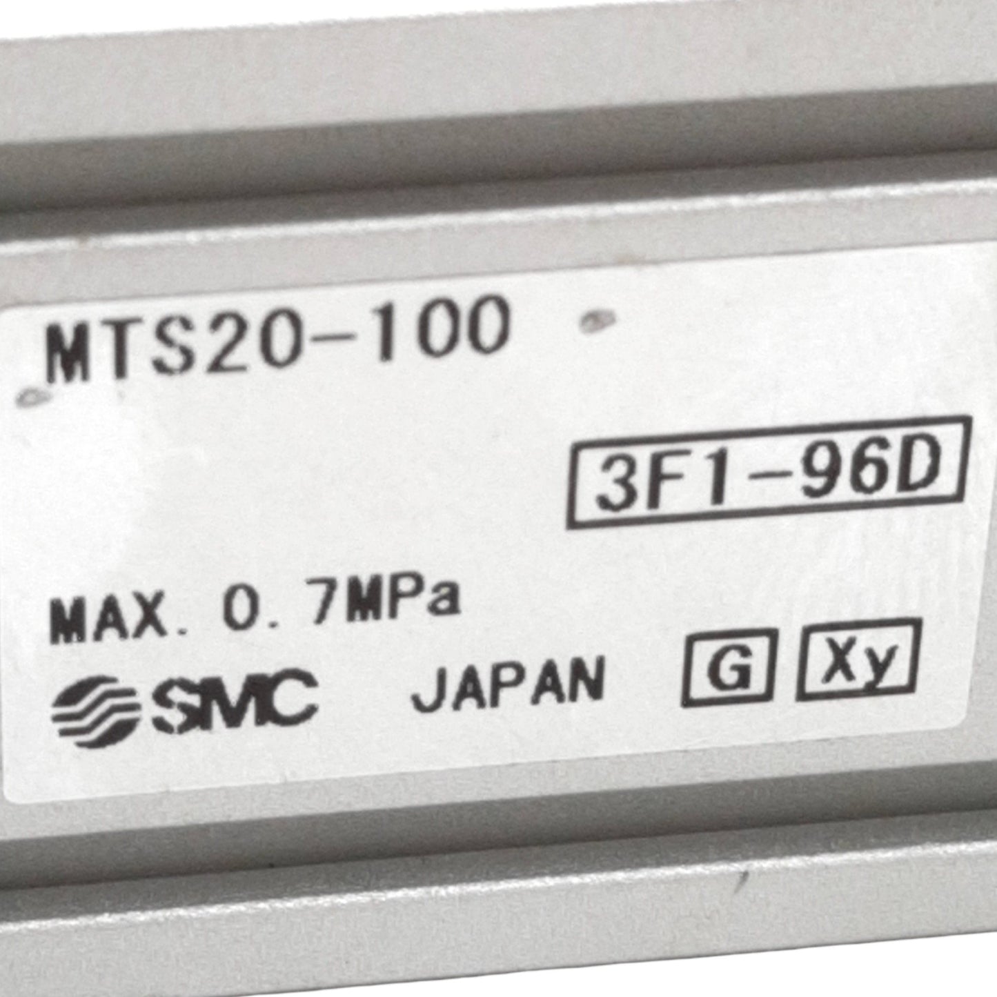 Used SMC MTS20-100 Precision Cylinder 100mm Stroke, 20mm Bore, M5 Ports, 0.7MPa Max
