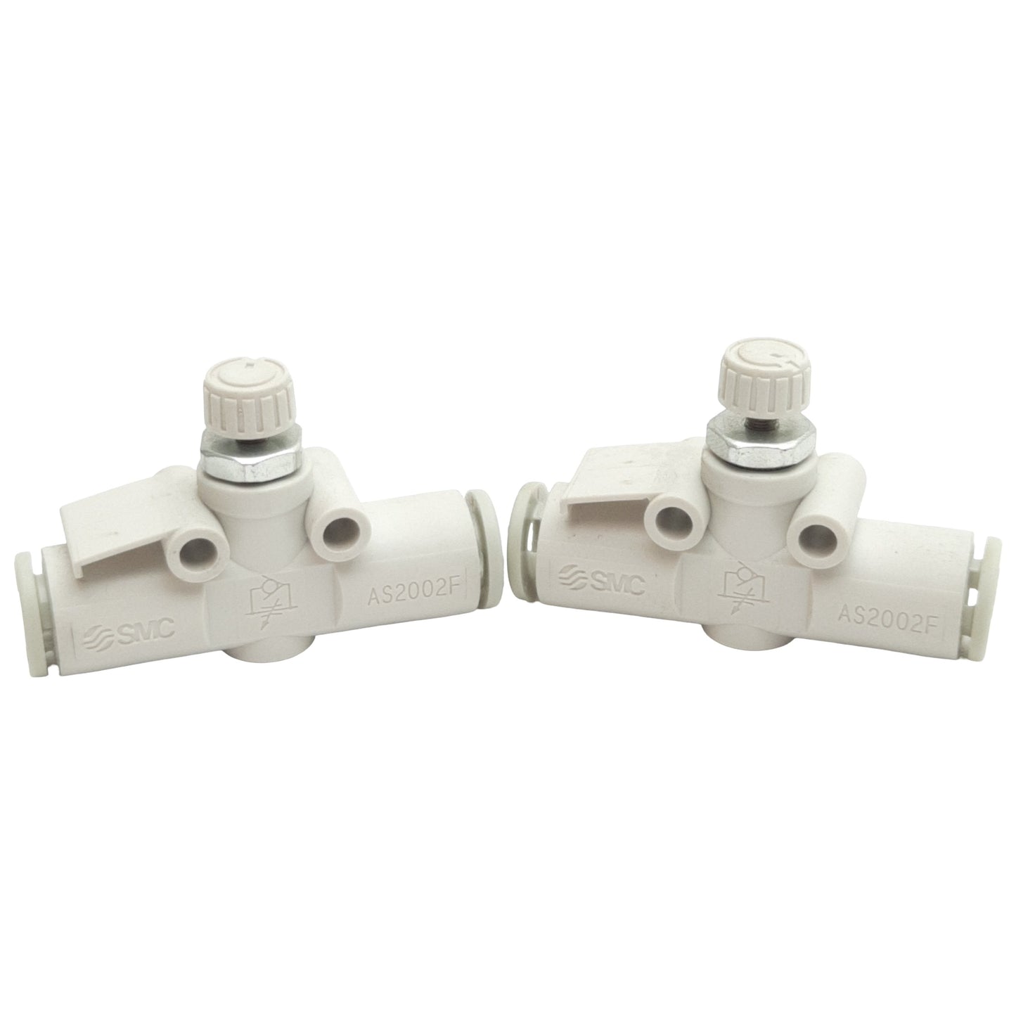 Used Lot of 2 SMC AS2002F-06 Pneumatic Fitting, ø6mm x ø6mm One-Touch Tube, 1MPa