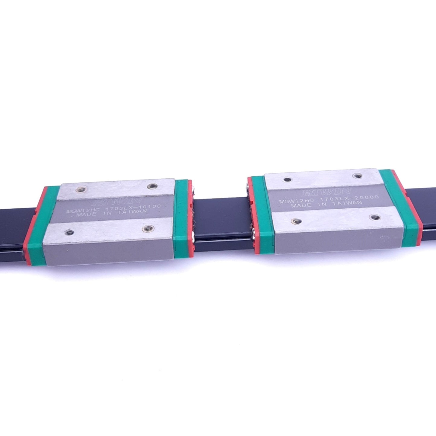 Used HIWIN MGW12HC (2x) Linear Guideway Blocks w/ 1017x24mm Rail, 8.24kN Max