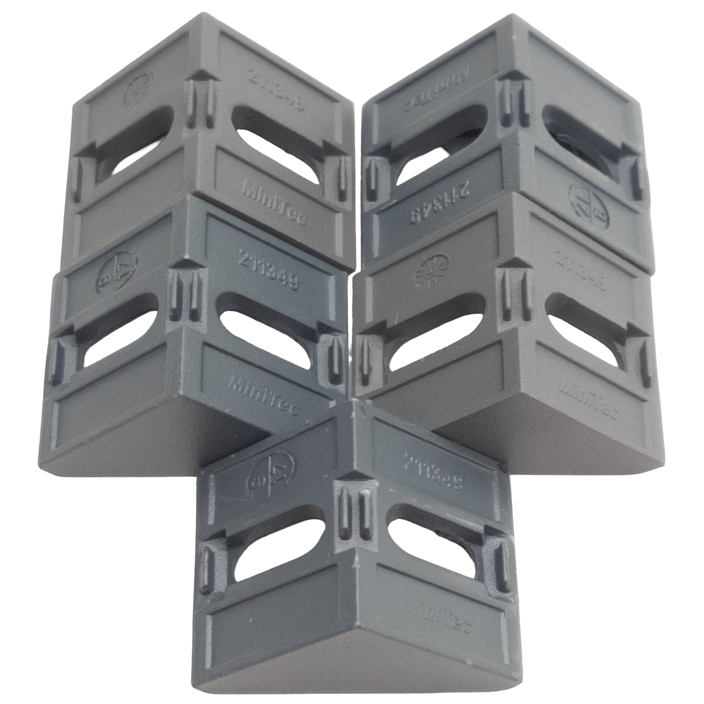 Used Lot of 5 MiniTec 21.1349/0 Aluminum Gusset, 45°, GD-Z, Powder Coated Grey, M8