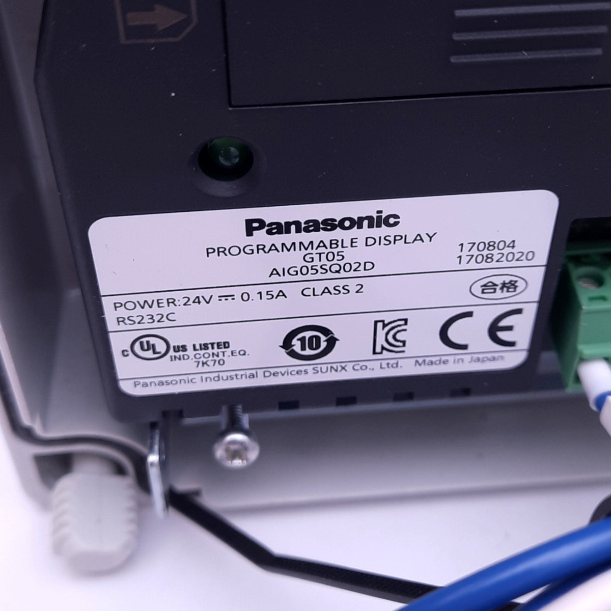 Used Panasonic AIG05SQ02D GT05 Programmable Display w/ Case, 320x240, RS-232C, 24VDC
